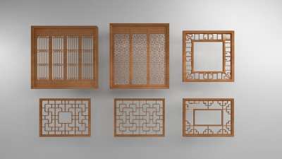 新中式窗户3D模型下载